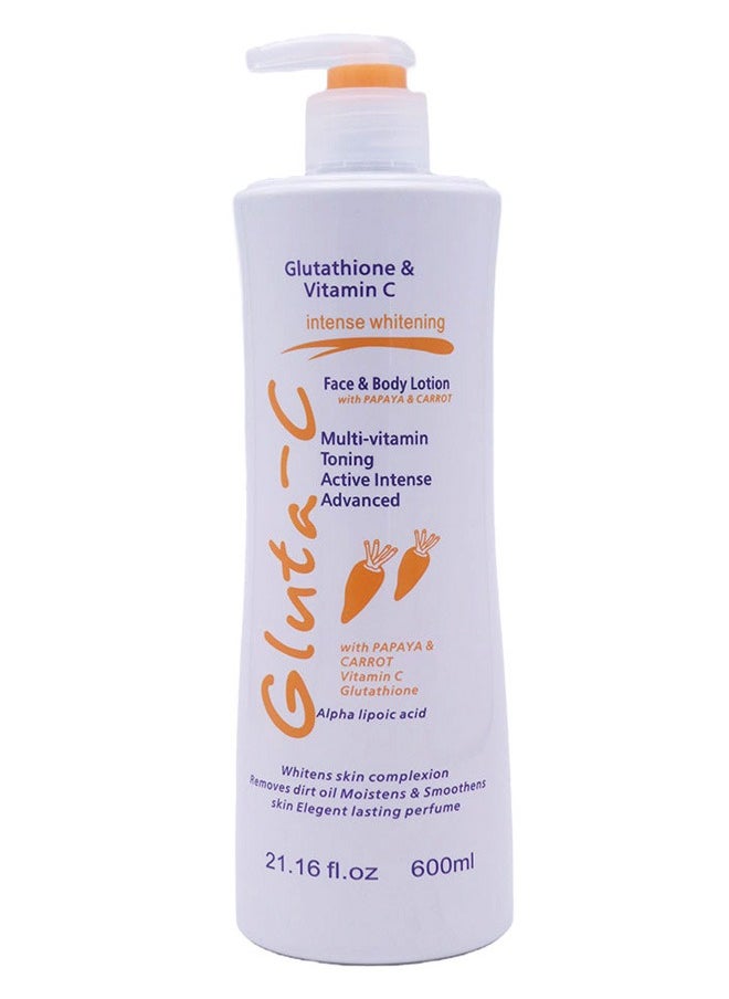 GLUTA C Glutathione and Vitamin C Whitening Face and Body Lotion with Papaya and Carrot 600 ml 
