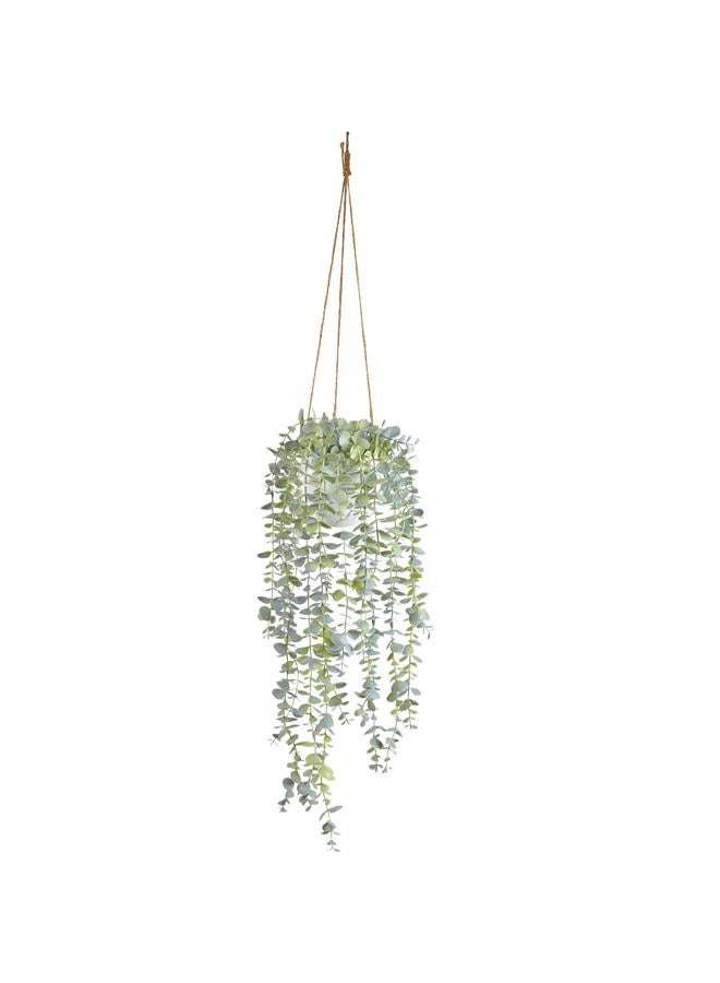 BACAMA Decorative Hanging Plants for Shelf, Faux Ivy Eucalyptus Vine, Fake Greenery in White Pot (Full, Large Pot) - Image 1