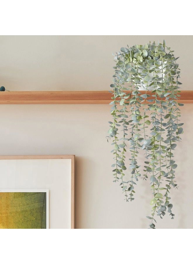 BACAMA Decorative Hanging Plants for Shelf, Faux Ivy Eucalyptus Vine, Fake Greenery in White Pot (Full, Large Pot) - Image 4