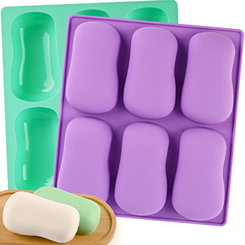 Sakolla 2 Pack 6 Cavity DIY Silicone Soap Molds Classical Handmade Silicone Molds for Bath Bombs, Craft Soap Making Supplies - Image 1