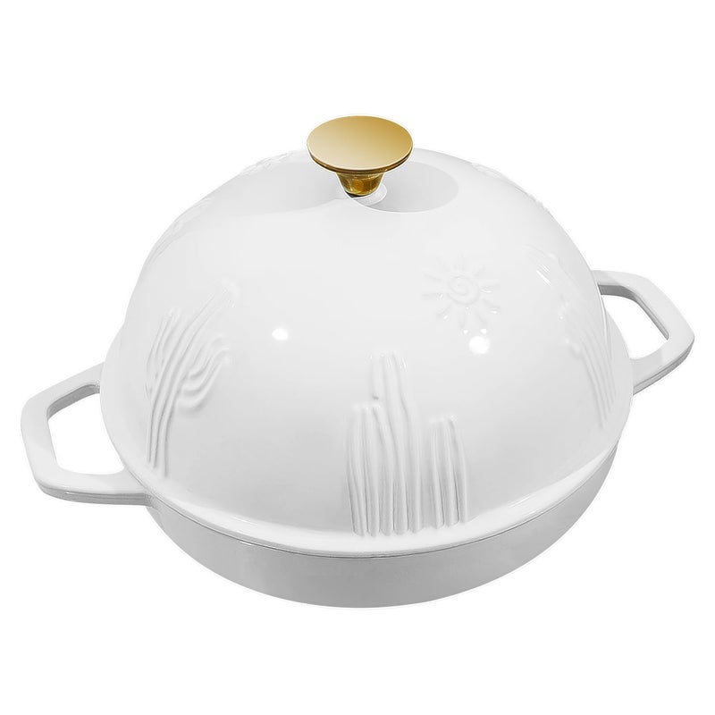 Flavehc Bread Oven Cast Iron Bread Dutch Oven with Cloche Lid for Bread Baking White Enameled Cast Iron Bread Oven with Dome Lid for Sourdough, 9.8 Inches - Image 2