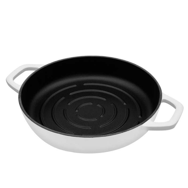 Flavehc Bread Oven Cast Iron Bread Dutch Oven with Cloche Lid for Bread Baking White Enameled Cast Iron Bread Oven with Dome Lid for Sourdough, 9.8 Inches - Image 4