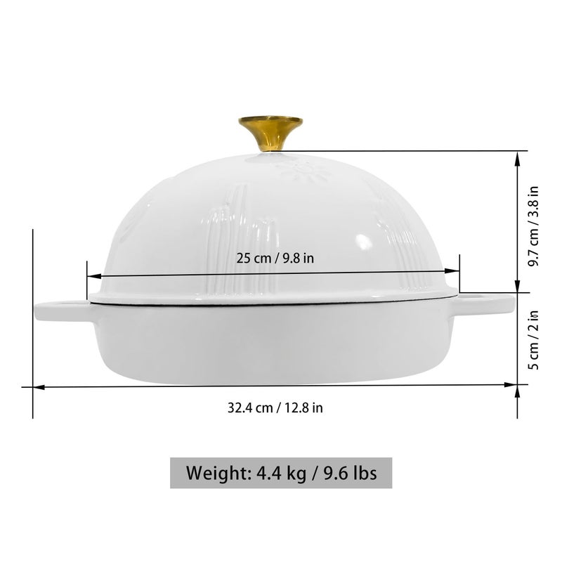 Flavehc Bread Oven Cast Iron Bread Dutch Oven with Cloche Lid for Bread Baking White Enameled Cast Iron Bread Oven with Dome Lid for Sourdough, 9.8 Inches - Image 5