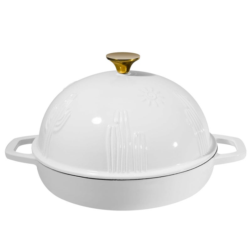 Flavehc Bread Oven Cast Iron Bread Dutch Oven with Cloche Lid for Bread Baking White Enameled Cast Iron Bread Oven with Dome Lid for Sourdough, 9.8 Inches - Image 1