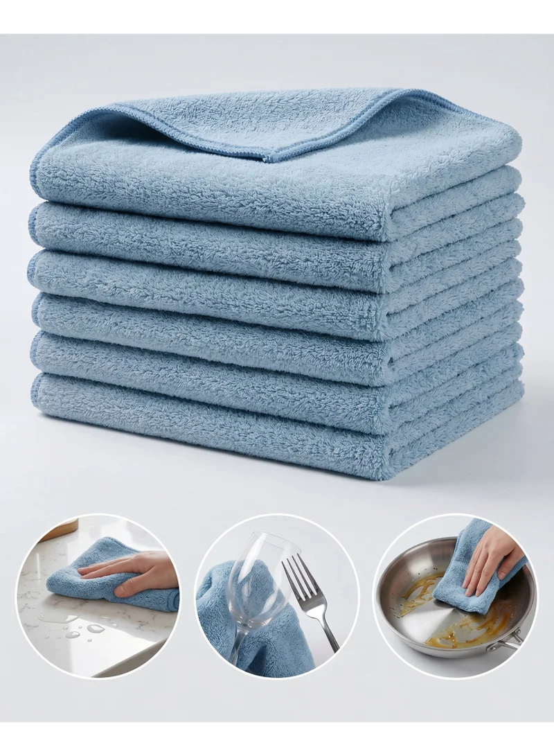 6-Pack Microfiber Kitchen Towels 35×35 cm Size – 330 GSM, Highly Absorbent, Quick Dry, Lint Free, Streak Free | Dish & Counter Cleaning