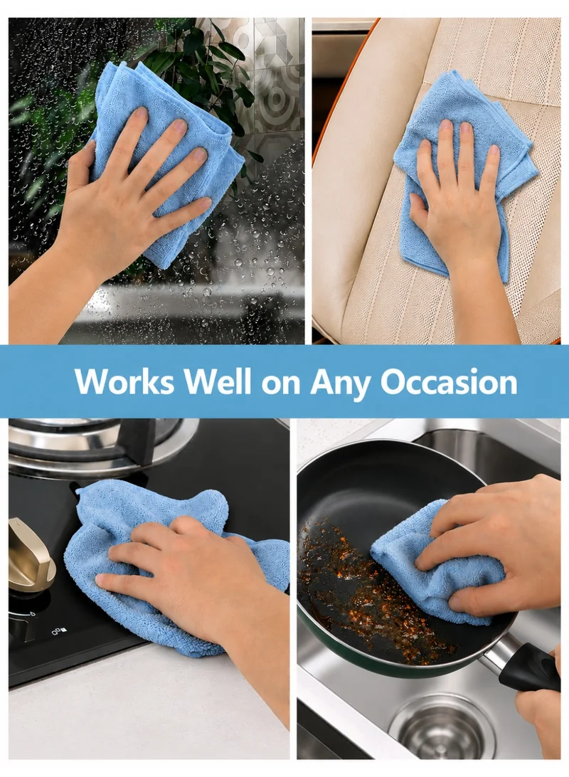 Donetella Cloudy Blue 6-Pack Microfiber Kitchen Towels 35×35 cm Size – 330 GSM, Highly Absorbent, Quick Dry, Lint Free, Streak Free | Dish & Counter Cleaning  | Best Price UAE