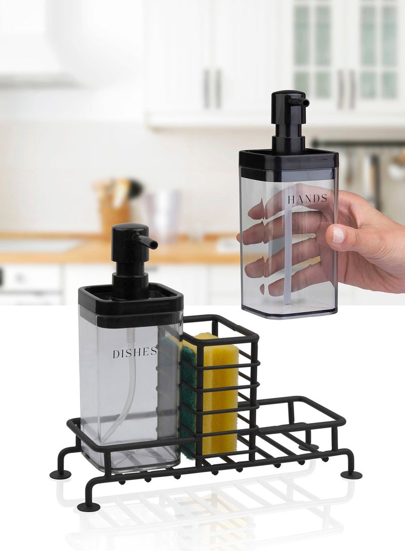 Ocean Home 2-Piece Smoke Color Liquid Soap Dispenser with Black Stand