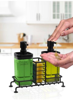 ‎okyanus Home Ocean Home 2-Piece Smoke Color Liquid Soap Dispenser with Black Stand  - Image 2