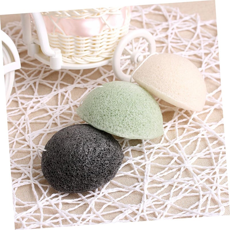 Konjac Facial Sponge 4 Pack Charcoal Exfoliating Gentle Cleansing For Oily Skin Daily Skincare - Image 3