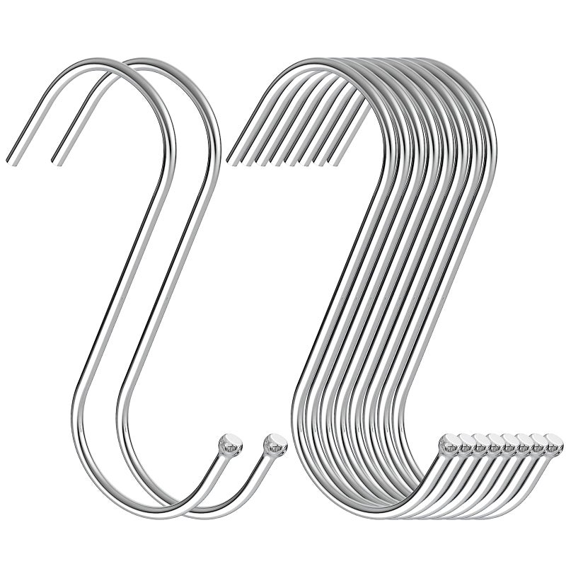 RELBRO Small S Hooks 37 Inch Metal Hanging Jeans Hooks Reversible Heavy Duty Silver 30 Pcs