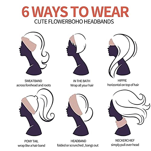 K-Elewon 3 Pack Women Wide Elastic Head Wrap Headband Sports yoga Hair Band (3 Pack(A08)) - Image 5