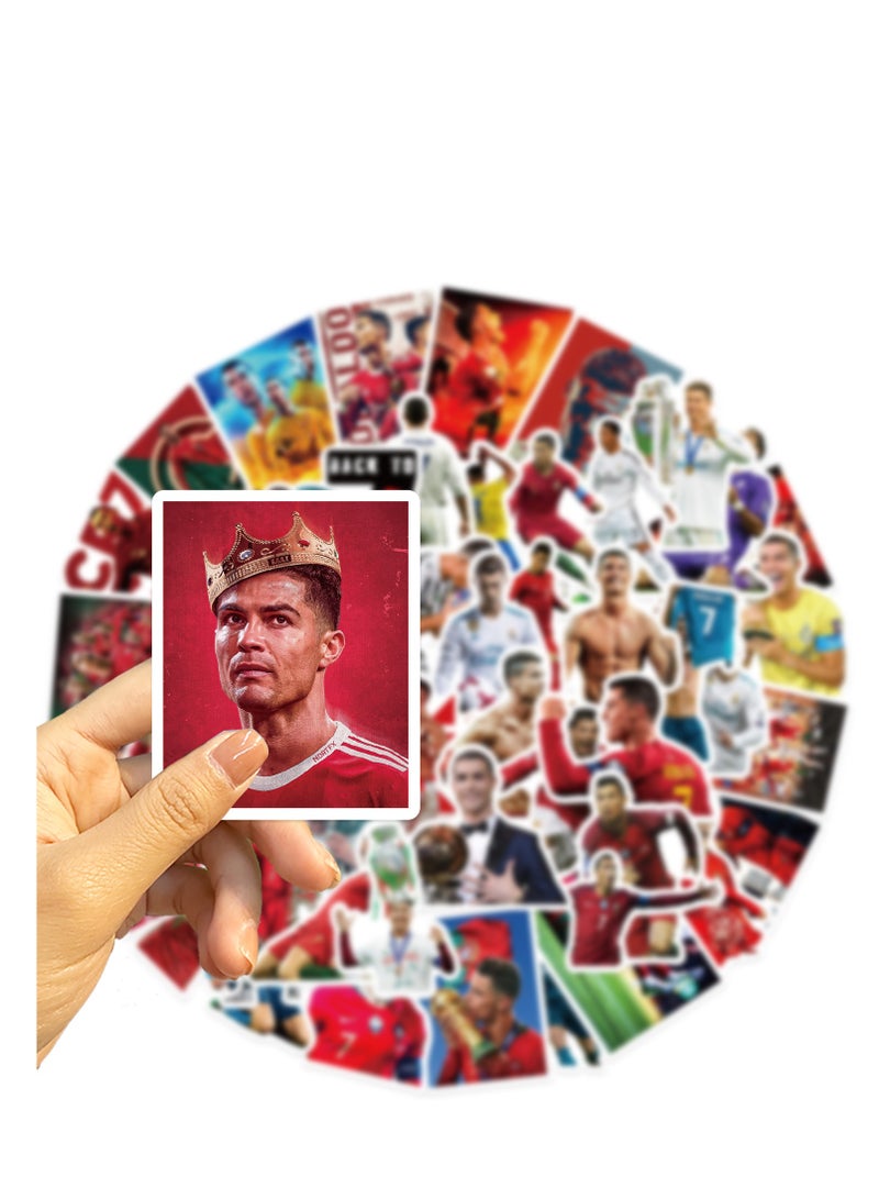 50 stickers featuring the graffiti of football star Cristiano Ronaldo, suitable for sticking on guitar notebooks, briefcases. Waterproof stickers - Image 1