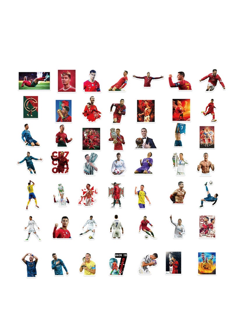 50 stickers featuring the graffiti of football star Cristiano Ronaldo, suitable for sticking on guitar notebooks, briefcases. Waterproof stickers - Image 2