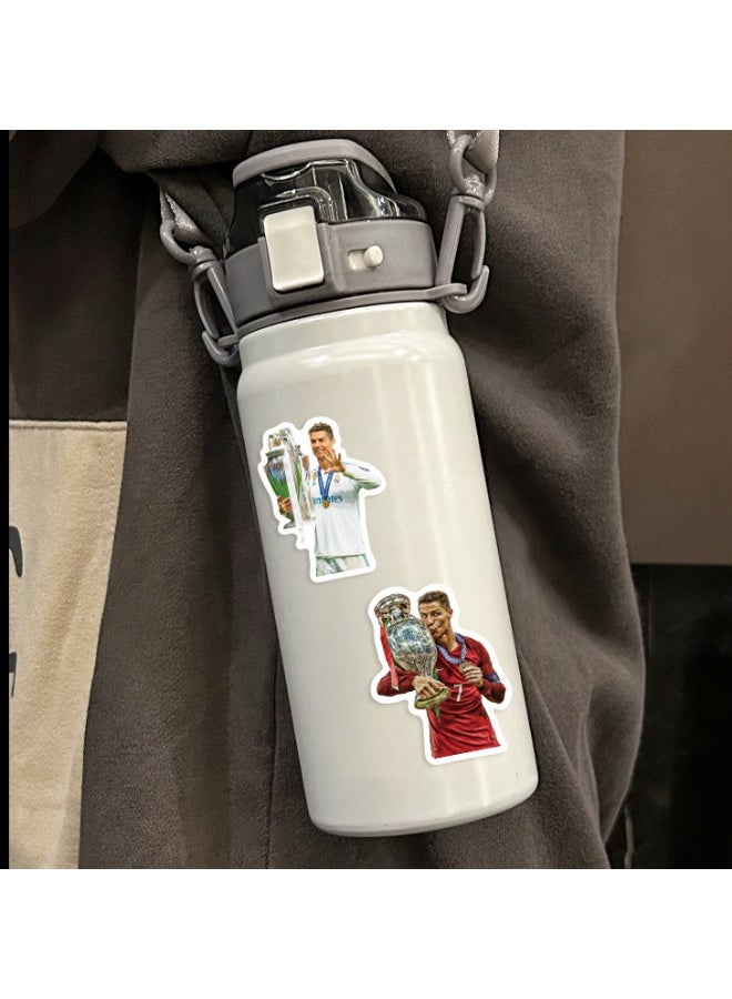 50 stickers featuring the graffiti of football star Cristiano Ronaldo, suitable for sticking on guitar notebooks, briefcases. Waterproof stickers - Image 5