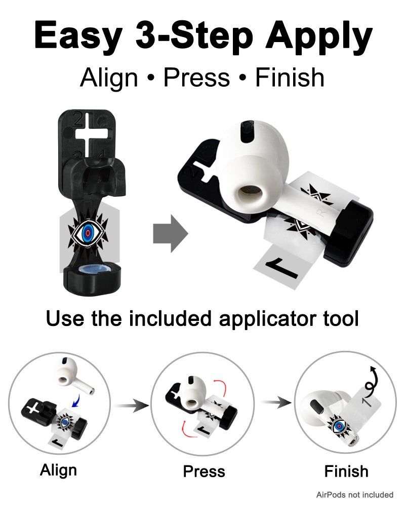 RockMax for AirPod Pro 3 Skin, Universal Evil Eye Decal Stickers for AirPod 1/2/3/4 and Air Pod Pro 1/2/3, Durable, Easy to Identify, Ideal Gift for Women and Men, Case Friendly - Image 3
