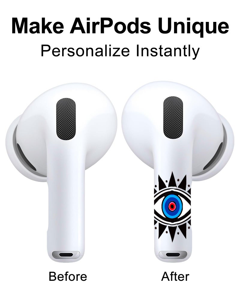 RockMax for AirPod Pro 3 Skin, Universal Evil Eye Decal Stickers for AirPod 1/2/3/4 and Air Pod Pro 1/2/3, Durable, Easy to Identify, Ideal Gift for Women and Men, Case Friendly - Image 2