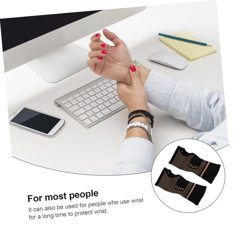 Copper Fiber Wrist Brace For Exercise Fitness And Daily Work Support Black - Image 5