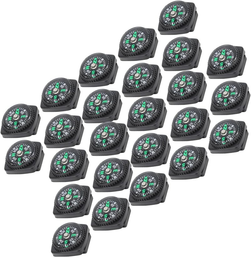 25Pcs Black Survival Bracelet Compass, Safe Plastic Buckle, Outdoor Watch Chain Compass with Soft Plastic Buckle, Ideal for Outdoor Watch Chains Umbrella Rope Accessories - Image 2