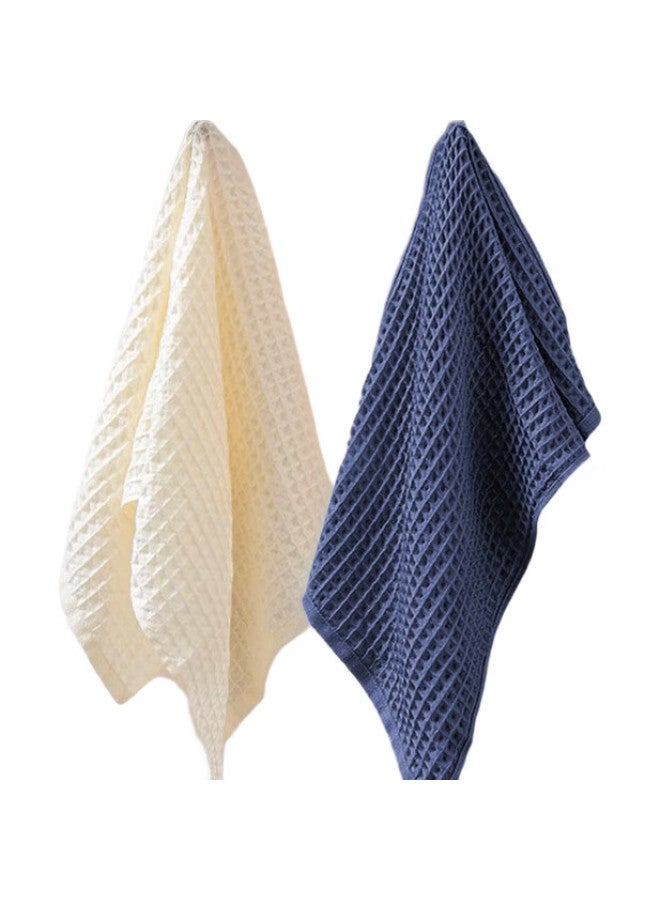 JD.com Jingzao Soft Quick-Dry Waffle Towel, Pure Cotton Grade A Lint-Free Absorbent Long-Staple Cotton Face Towel, Single Piece, Blue - Image 3