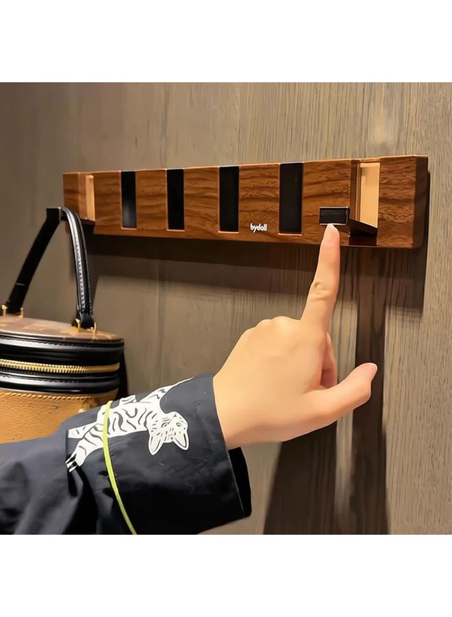 Modern Wood Color Wall Hooks 6 Anti Slip No Drill Heavy Duty Coat Hat Rack - Image 5