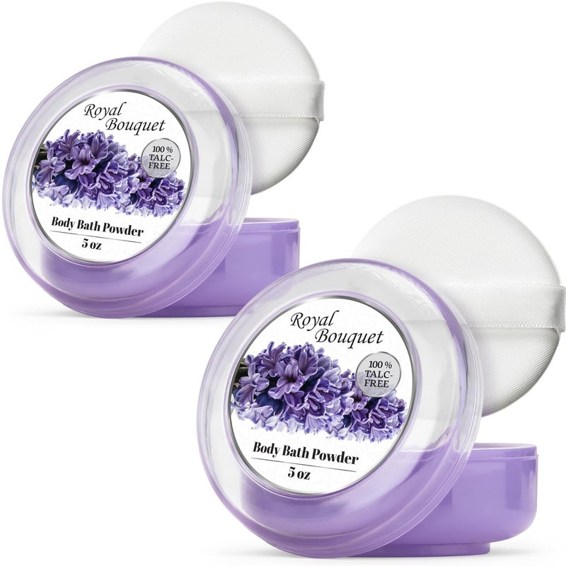 RNEU 2 Pack Body Powder for Women with Powder Puff 100 TalcFree Elegant Royal Bouquet Scented Dusting Powder After Bath for Soft Skin Extra Large 10oz
