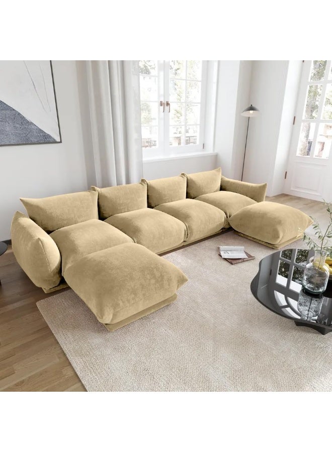 Comfynest Modern Living Room Home Furniture Elegant White Boucle Modular Sectional Sofa Set (Beige)  - Image 1