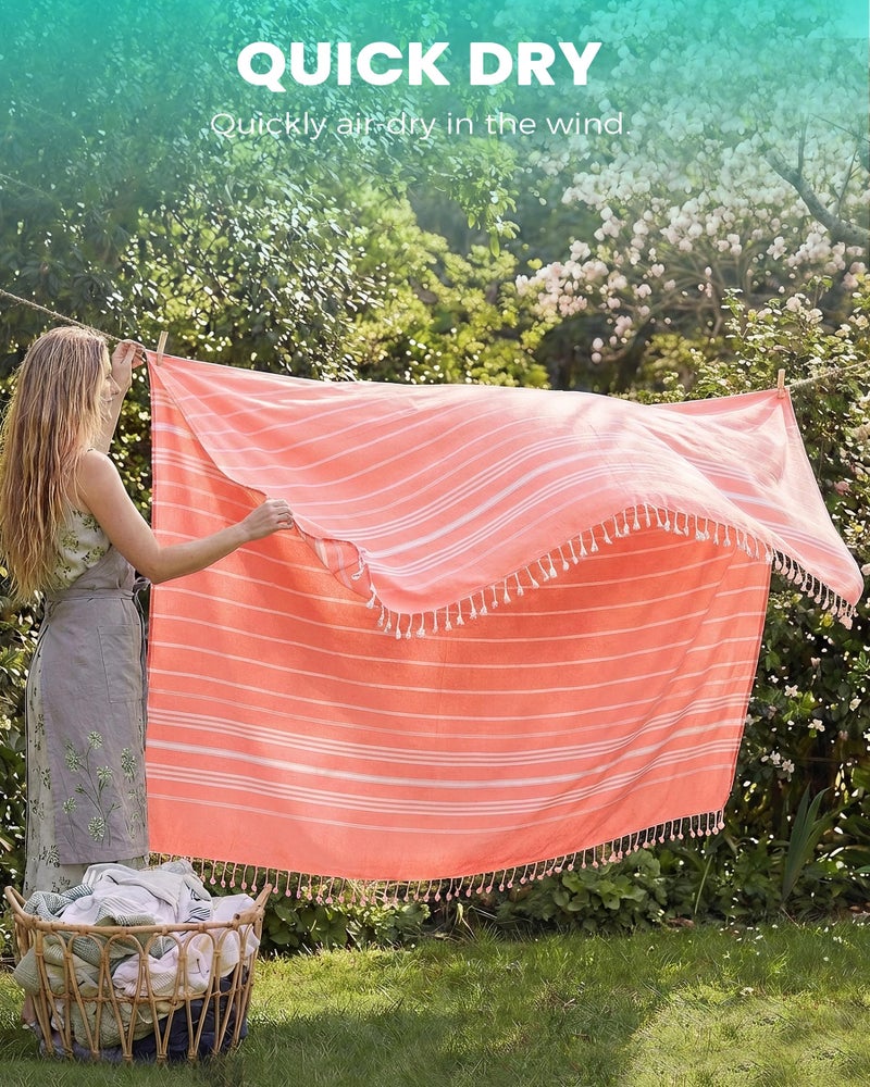 Antfuny Giant Huge Thin Boho Throw Blanket Turkish Beach Blanket Towel Jumbo Extra Large Xl XXl Big Oversized Outdoor Picnic Accessories Airplane Travel Essentials Camping Gears Must Haves Yard Yoga Mat Coral - Image 5