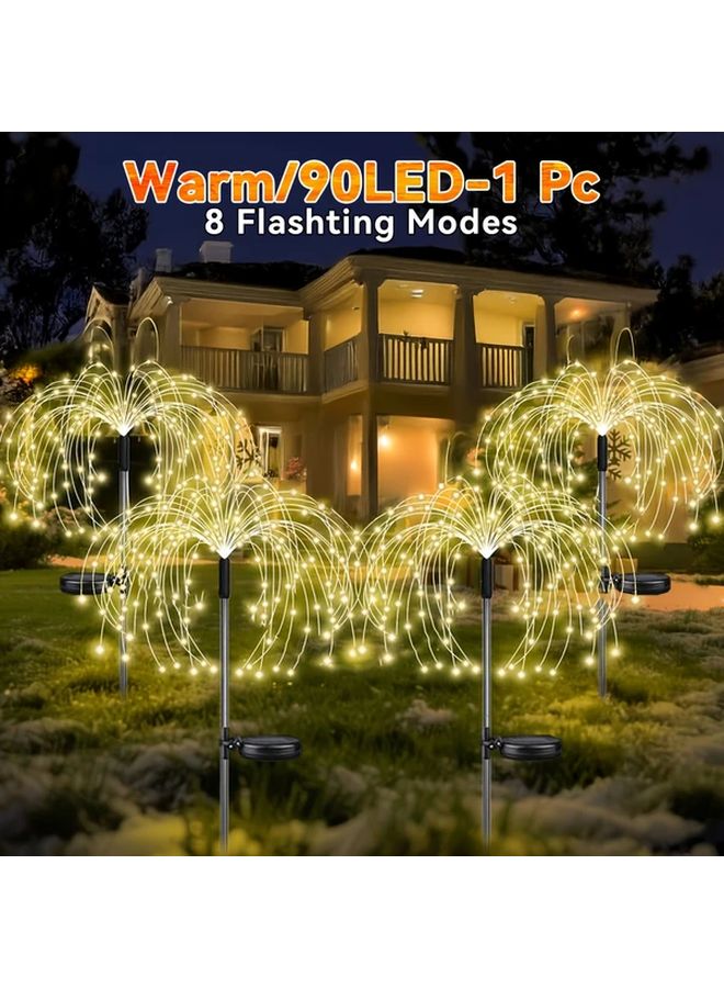 90 LEDs Solar Firework Lights 8 Modes Outdoor Garden Decor Warm White Color - Image 1