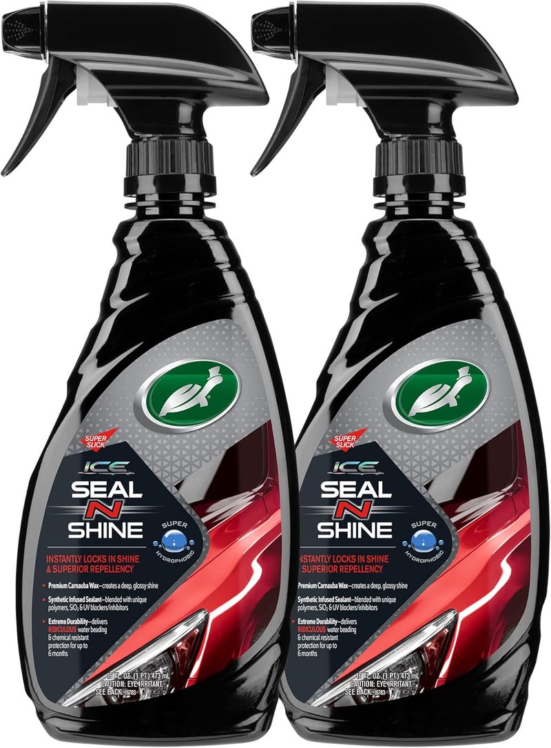 TurtleWax ICE Seal N Shine, Car Wax Sealant, High Gloss Shine, Insane Water Beading and Durable Paint Protection, Carnauba Wax Infused, For Paint, Wheels, Glass, Plastics and More, 16oz (Pack of 2) - Image 1
