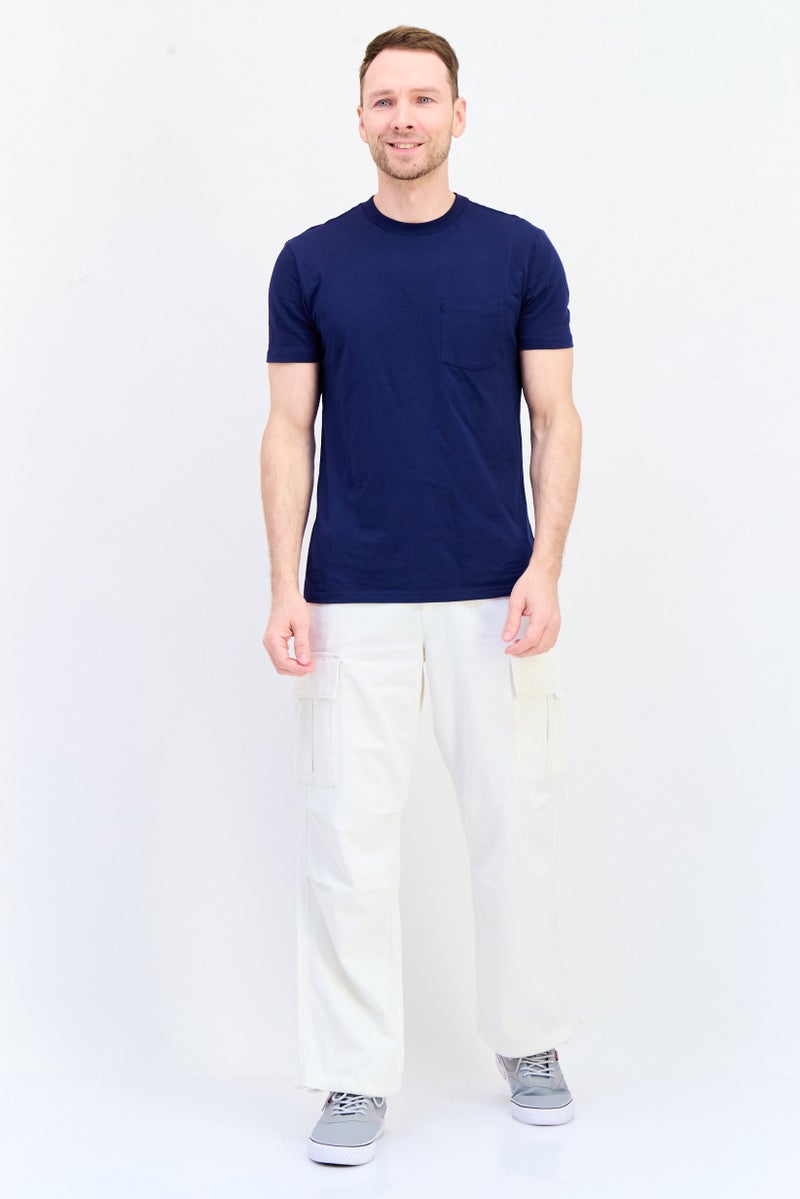 Celio Men Regular Fit Drawstring Solid Cargo Pants, Off White  - Image 2