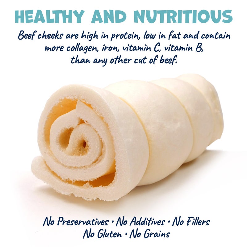 Pack Approved Beef Cheek Rolls for Dogs - Natural & Odor-Free Dog Treats - 5 to 6 Inch Medium Beef Hide Dog Chews - 4 Pack - Image 2
