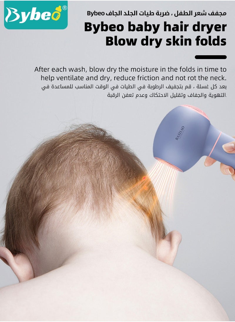 Bybeo Kids Hair Dryer, Cordless Baby Hair Dryer, Portable Toddler Hair Dryer, Gentle Heat for Children's Skin, Wireless Charging, Low Noise, Lightweight, Blue  - Image 5