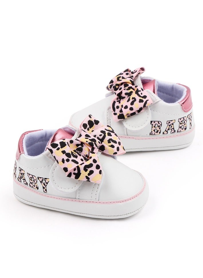 DecoLoral DECOR ME Toddler Shoes for Girls with Pink color Leopard Bow Hook Loop Toddler Girl Dress Shoes (US Size 3)  - Image 4