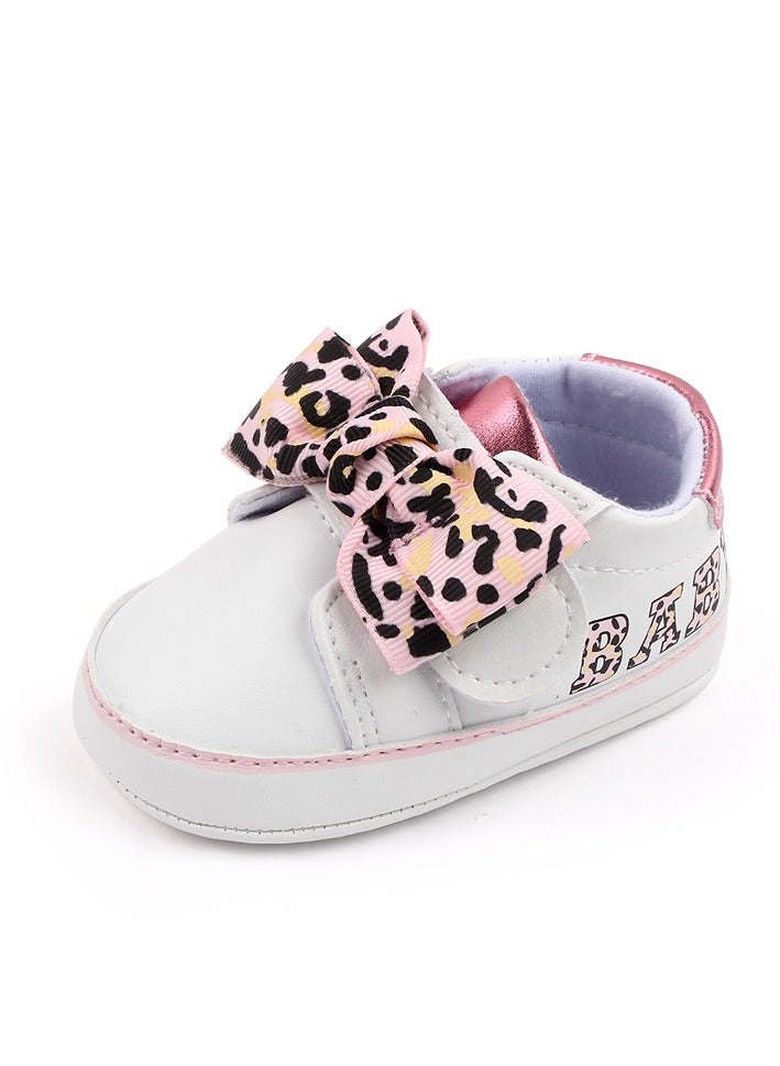 DecoLoral DECOR ME Toddler Shoes for Girls with Pink color Leopard Bow Hook Loop Toddler Girl Dress Shoes (US Size 3)  - Image 3