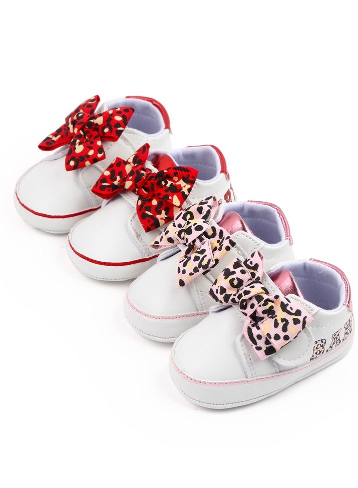 DecoLoral DECOR ME Toddler Shoes for Girls with Pink color Leopard Bow Hook Loop Toddler Girl Dress Shoes (US Size 3)  - Image 5