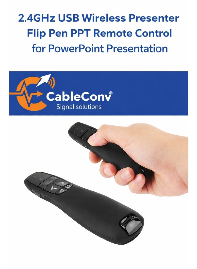 CABLE CONV 2.4Ghz USB Wireless Presenter Flip Pen PPT Remote Control for PowerPoint Presentation(Black) - Image 1