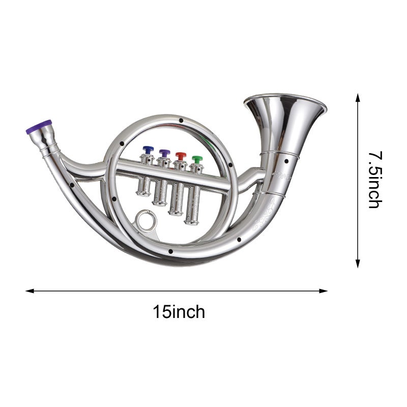 French Horn 16.5 Inch Abs Material Realistic Toy Instrument - 4-Tone Educational Musical Instruments Toy for Kids - Image 3