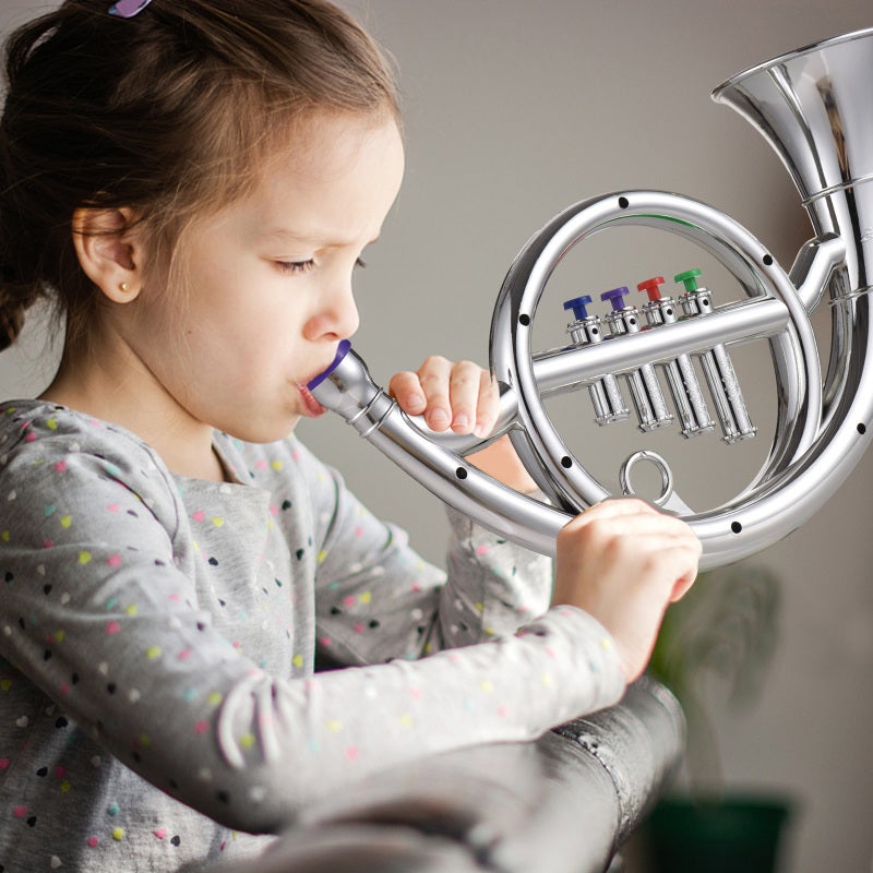 French Horn 16.5 Inch Abs Material Realistic Toy Instrument - 4-Tone Educational Musical Instruments Toy for Kids - Image 4
