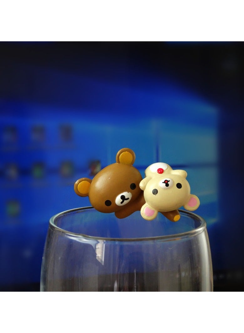 general Easy Bear Cup Edge Lazy Bear 7-piece set of dolls tea friends edge decoration model ornaments instantly add cuteness to your cup - Image 3