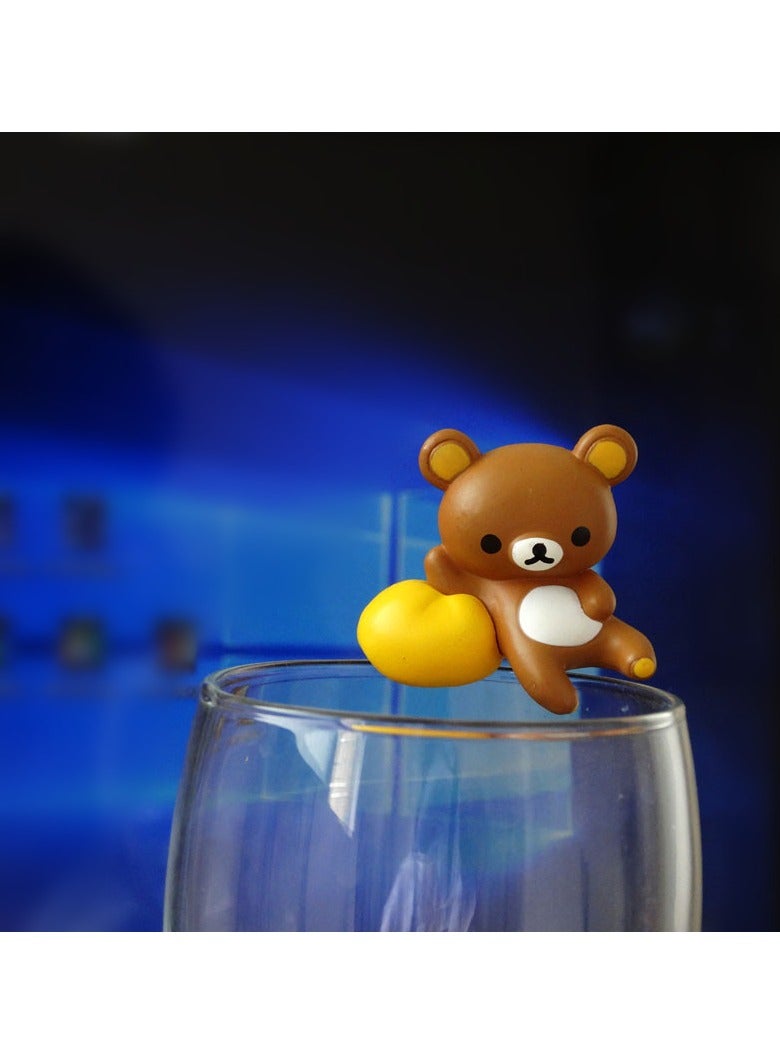 general Easy Bear Cup Edge Lazy Bear 7-piece set of dolls tea friends edge decoration model ornaments instantly add cuteness to your cup - Image 4