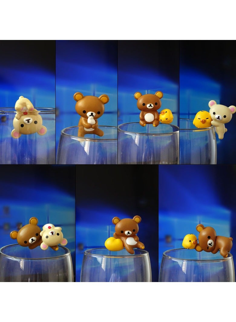 general Easy Bear Cup Edge Lazy Bear 7-piece set of dolls tea friends edge decoration model ornaments instantly add cuteness to your cup - Image 1