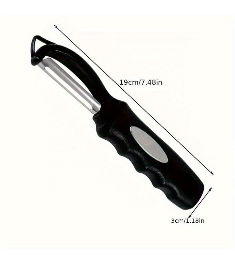 Stainless Steel Vegetable Peeler Black 1pc Ergonomic Non Slip Handle Sharp Blade Kitchen Tool - Image 2
