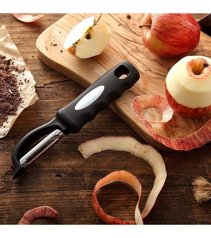 Stainless Steel Vegetable Peeler Black 1pc Ergonomic Non Slip Handle Sharp Blade Kitchen Tool - Image 4