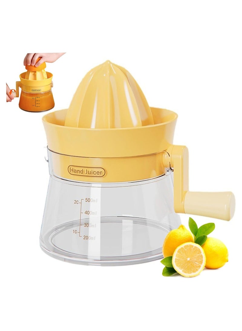 Lemon Squeezer Graduated, Orange Lemon Squeezer Juicer, Hand Press Lemon Squeezer with Hand Crank and Spout Detachable Washable 6.5x5.1" Manual Juicer for Home Kitchen, Rotation Extrusion Type  - Image 1
