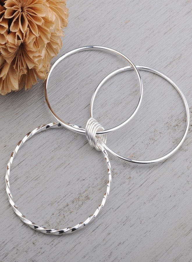 Merdia 925 Sterling Silver Bangle Bracelet Stackable Bangles for Women - Image 3