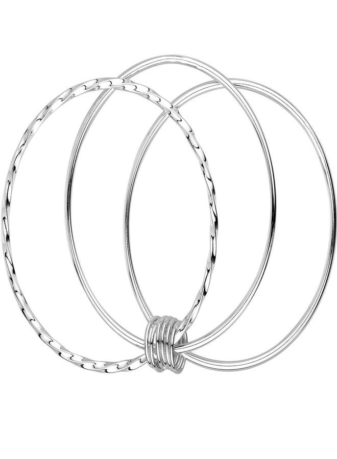Merdia 925 Sterling Silver Bangle Bracelet Stackable Bangles for Women - Image 1
