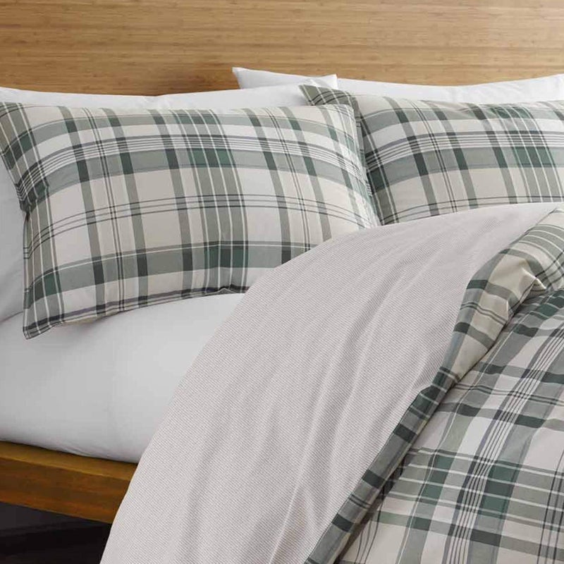 Eddie Bauer - Queen Duvet Cover Set, Cotton Reversible Bedding with Matching Shams, Plaid Bedding Set (Timbers Evergreen, Queen) - Image 3