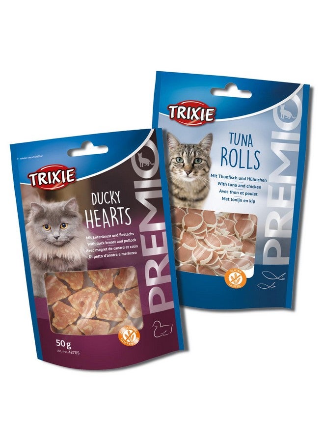 تريكسي مجموعة مكافآت القطط من قطع فيليه البط الفاخرة وقلوب البط الفاخرة، مكافآت غنية بالعناصر الغذائية للقطط، مناسبة لجميع السلالات - (عبوة من قطعتين) - Image 1