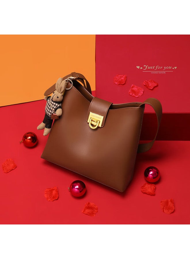 Viney Leather Handbag, Women's Brand Bucket Bag, Light Luxury Shoulder Crossbody Bag, Birthday Gift For Girlfriend, Qixi Festival Gift - Image 1