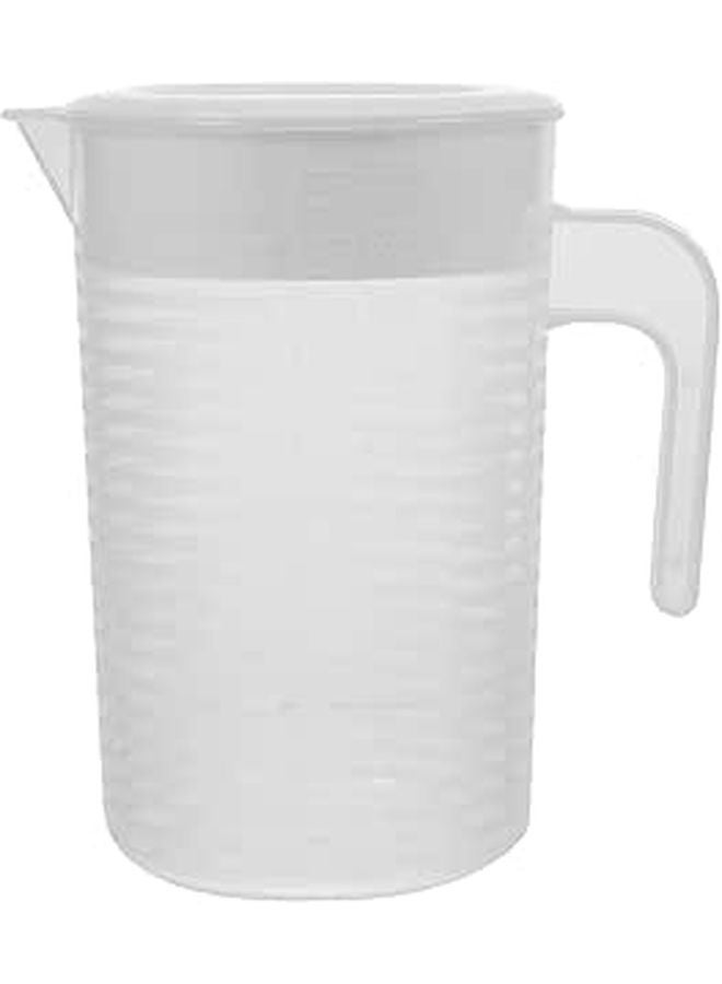 White Large Capacity 2000ml Water Pitcher with Lid Handle Design Cold Beverage Jug - Image 1